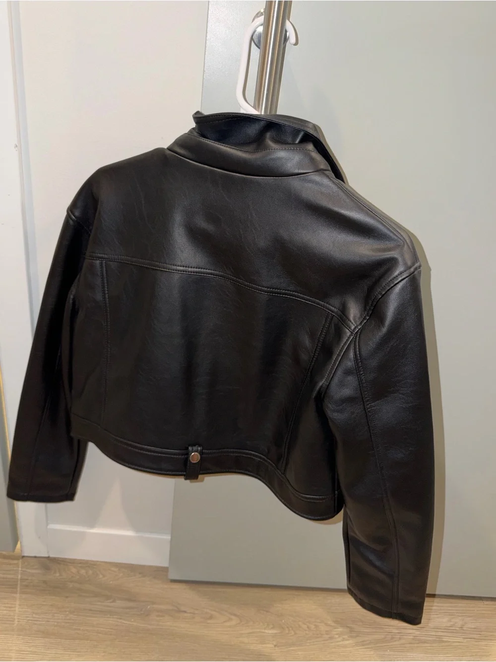 Topshop Black Faux Leather Biker Jacket with Zip Details - Picture 2 of 2